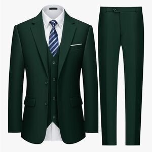 Men’s dark green 3 piece suit size medium
